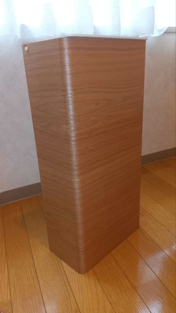 ゴミ箱 おしゃれ ディノス 美品 曲木の薄型ダストボックス 蓋付き ハイタイプ