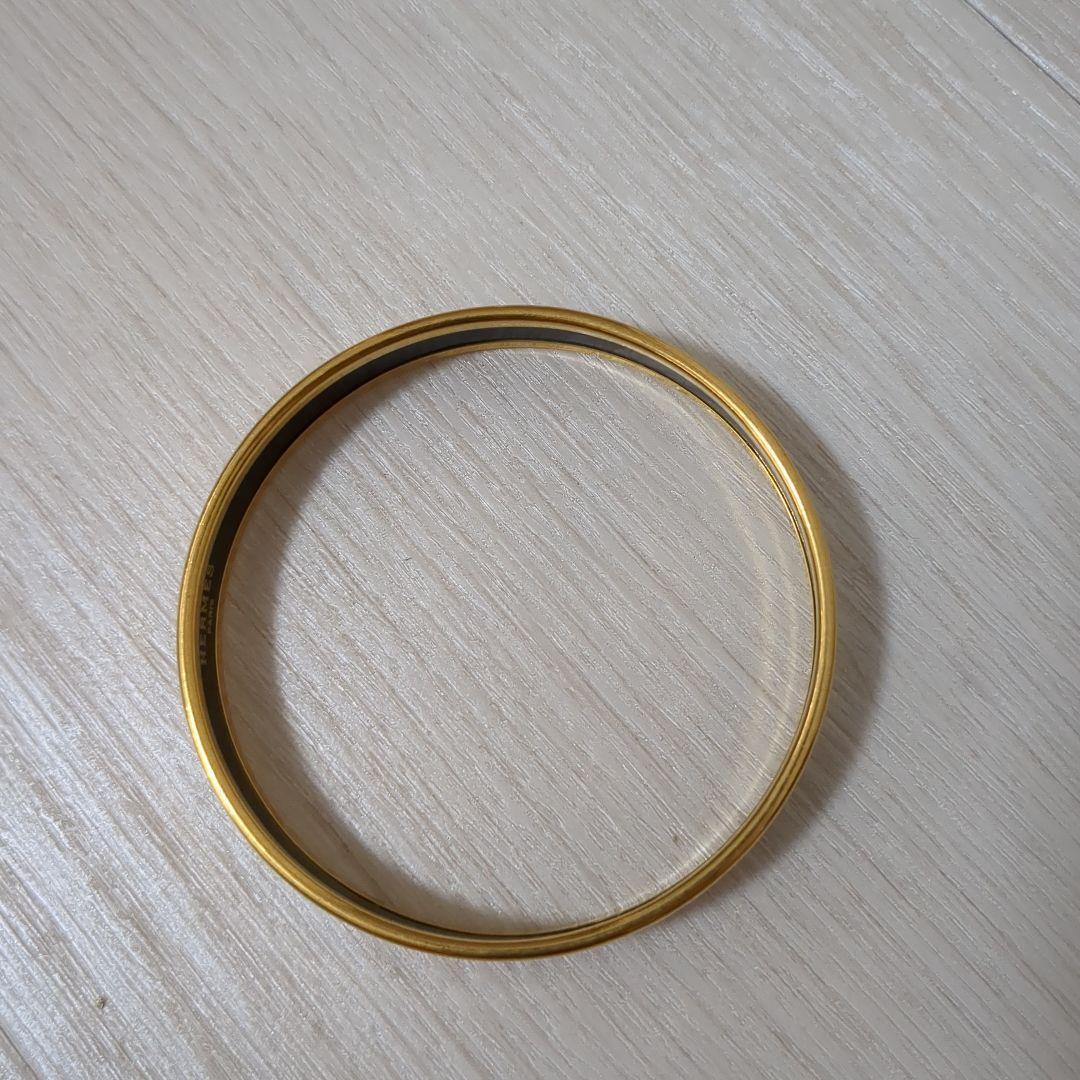 HERMES エマイユ バングル ブレスレット エルメス ゴールド　ホワイト