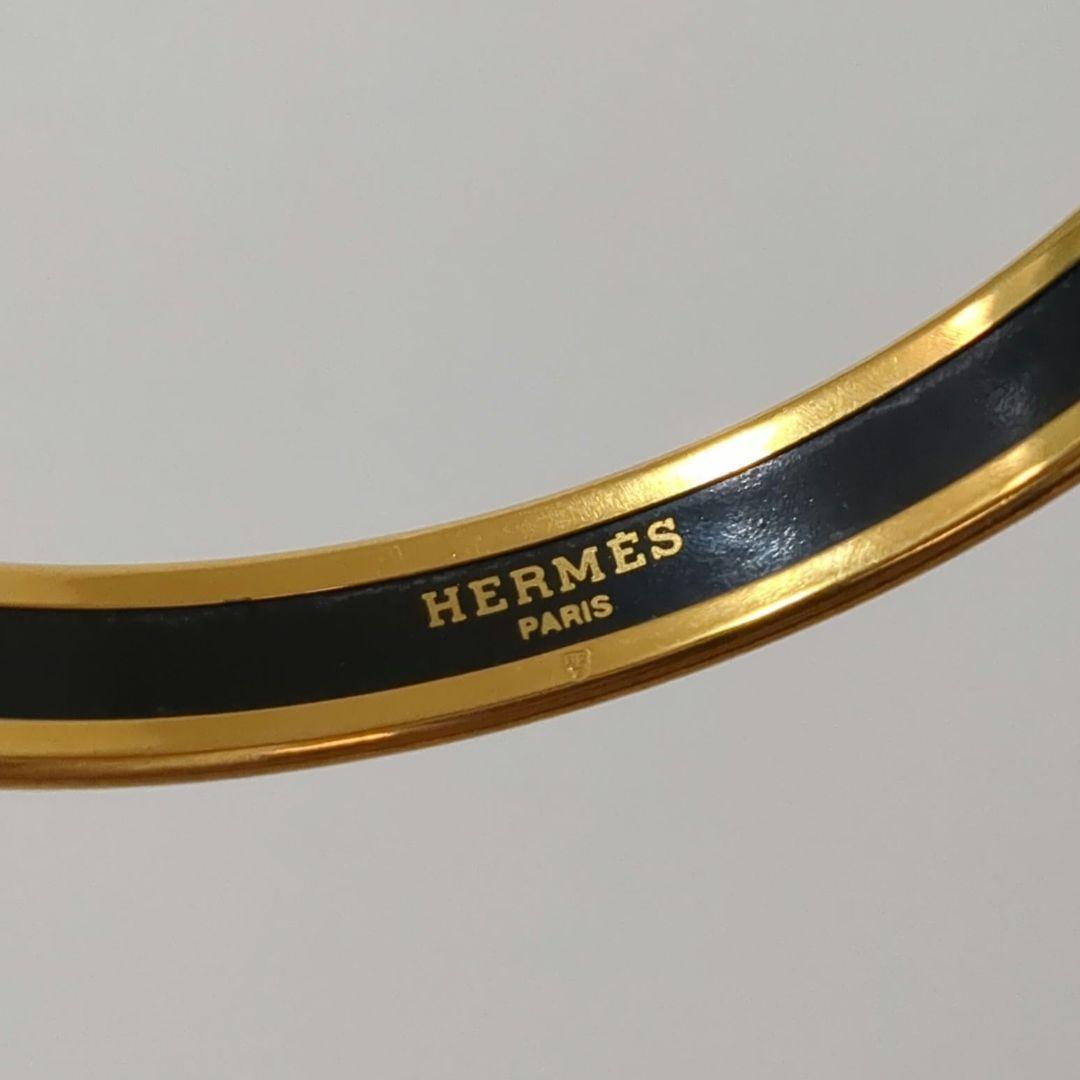 HERMES エマイユ バングル ブレスレット エルメス ゴールド　ホワイト