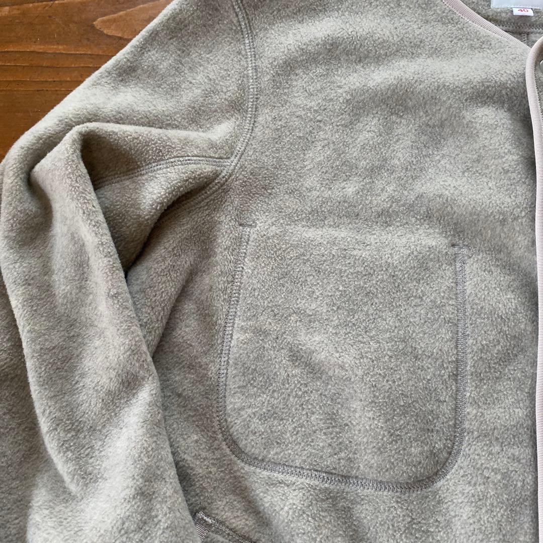 DANTON ＊ノーカラーフリースジャケット＊ベージュグレー＊40レディースも