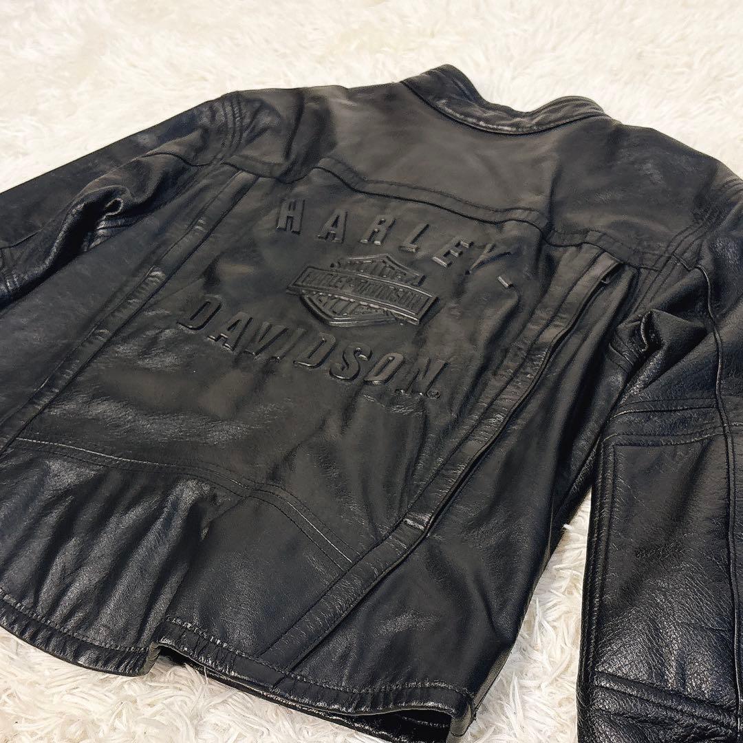 ✨美品✨ ハーレーダビッドソン シングルライダース レザージャケット 立体ロゴ