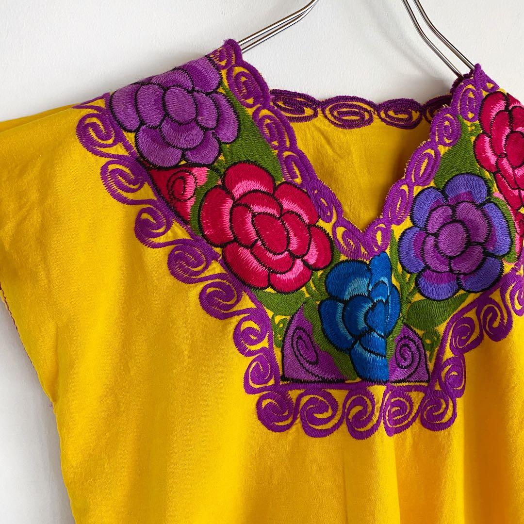 3点¥10,000 ビンテージ 古着 卸 レトロ 花柄刺繍チュニック