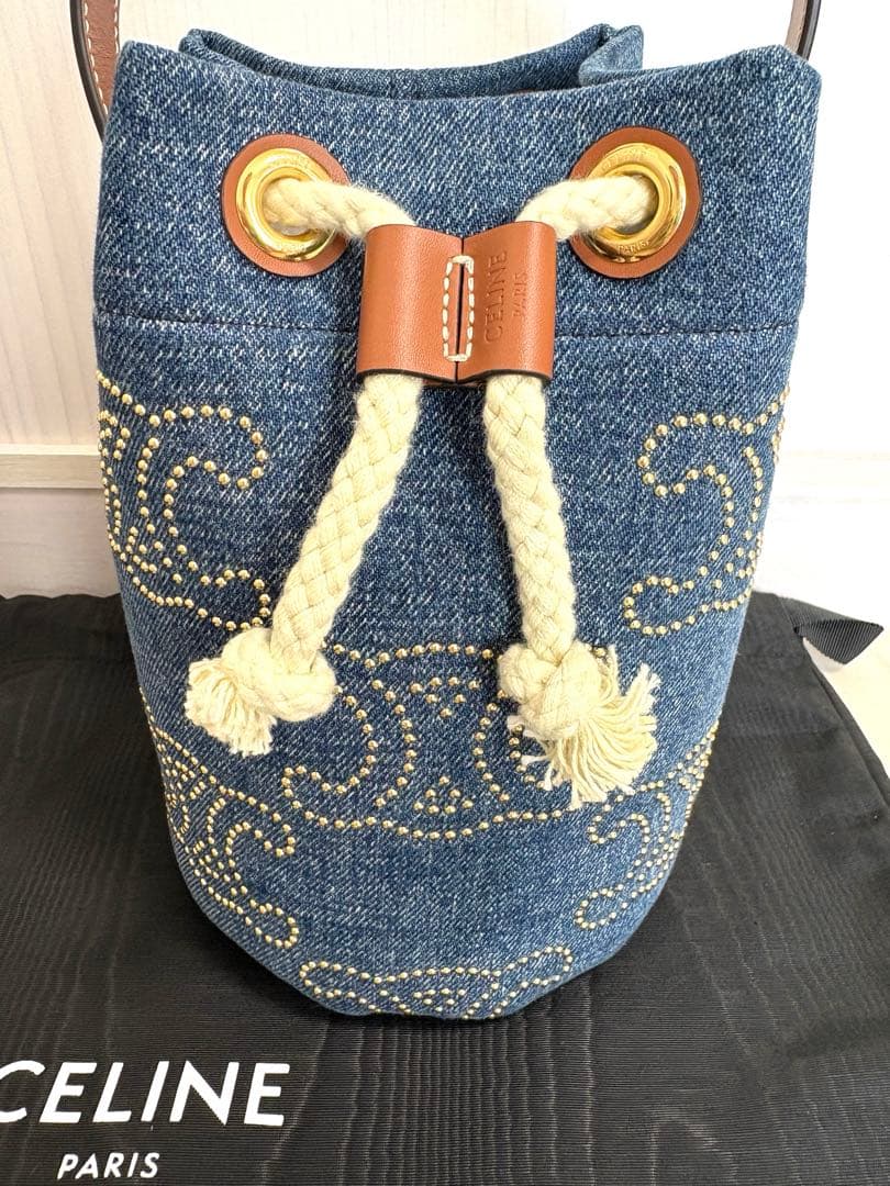 【極美品・現行品】CELINE トリオンフ デニムバッグ ドットスタッズ