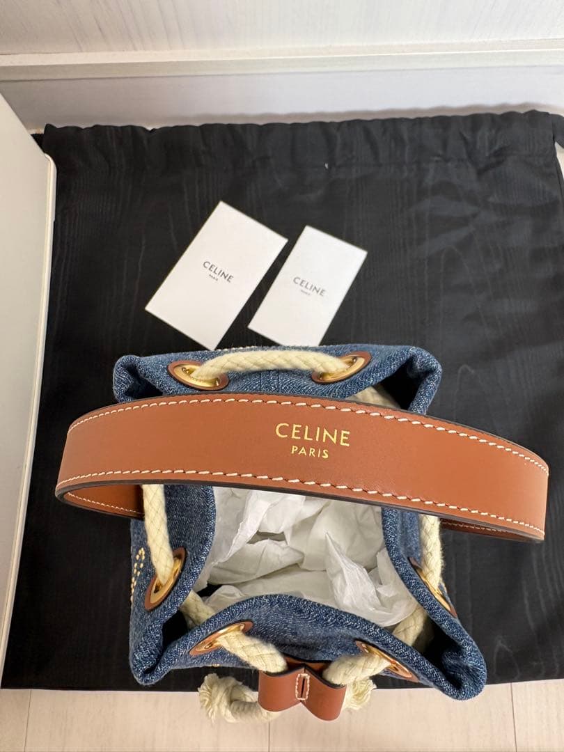 【極美品・現行品】CELINE トリオンフ デニムバッグ ドットスタッズ