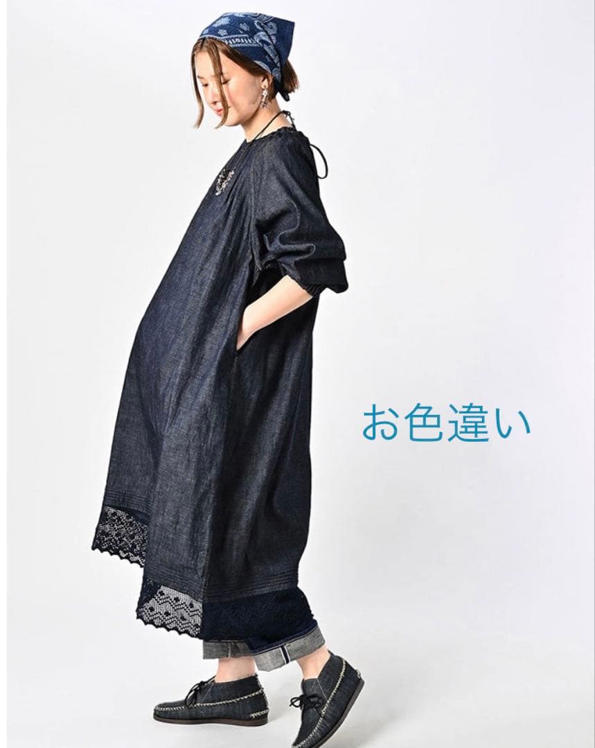 45R 45プチデニム✕レースのタックドレス（加工） ワンピース　2025SS