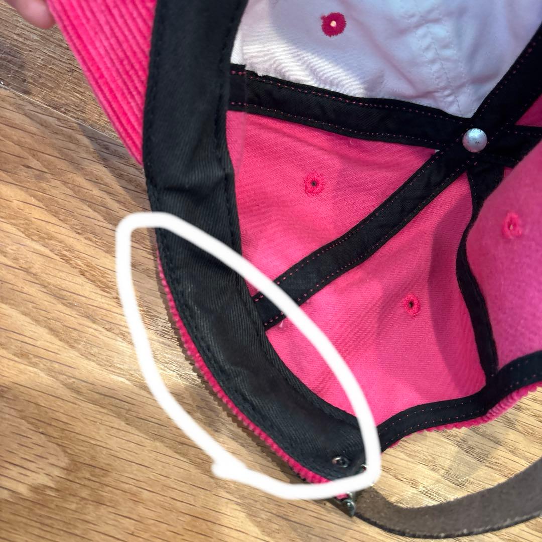 美品Supreme クラシックロゴ コーデュロイキャップ ピンク 刺繍ロゴ