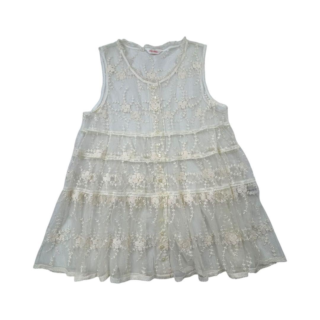 ピンクハウス PINKHOUSE チュールレースベスト チュニック 刺繍