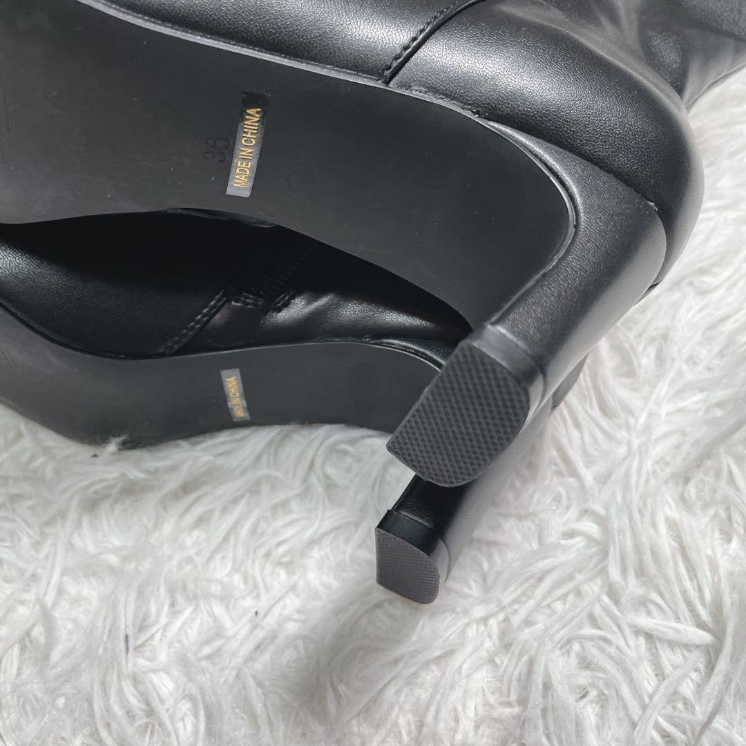 新品　未使用　セルフォード　ショートブーツ　レザー　ブラック　ビジュー　22.5