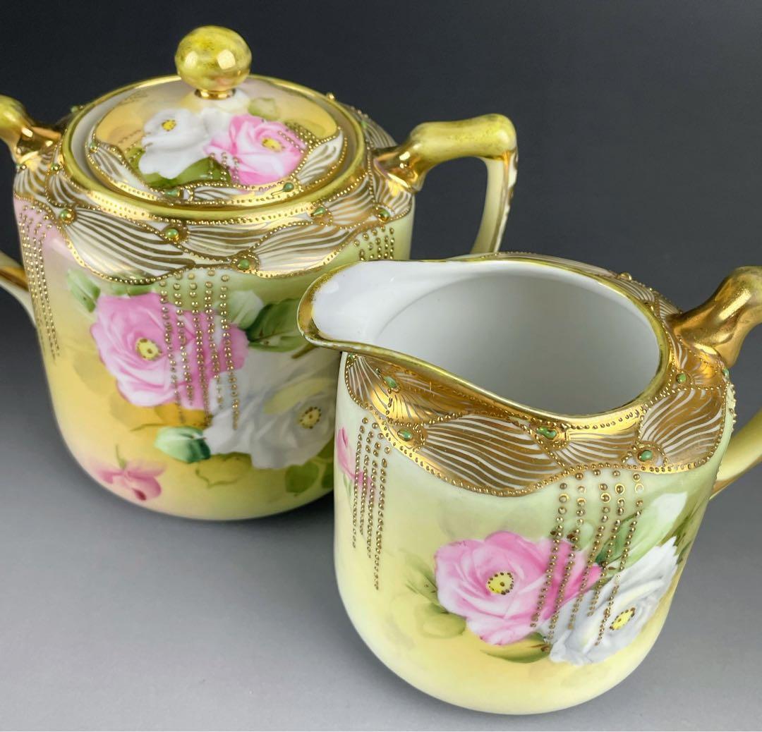 【専用】オールドノリタケ 薔薇紋 シュガーボウル クリーマー ジュエル 金盛り