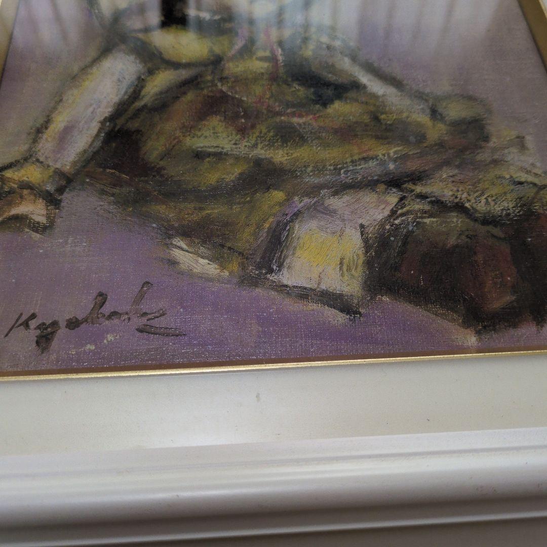 人形の絵画 白フレーム付き