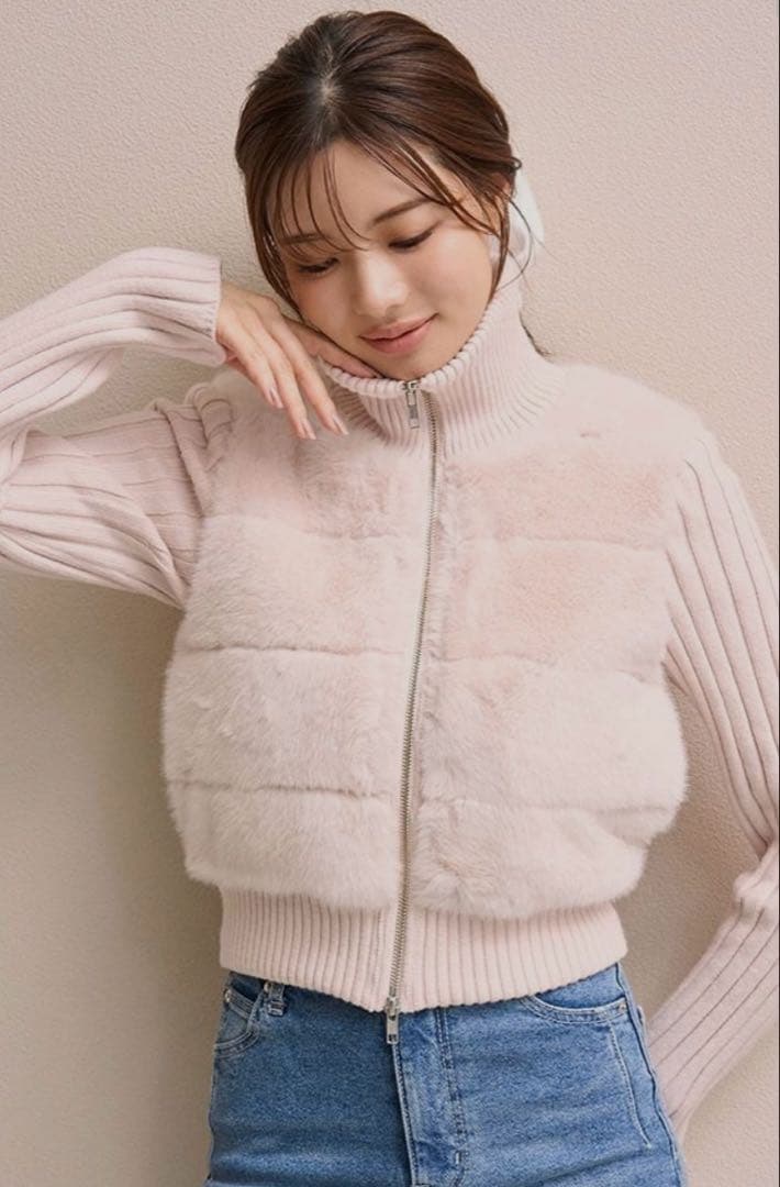 スナイデル ❤︎ファーニットブルゾン❤︎人気即完売/ピンク/新品同様/snidel