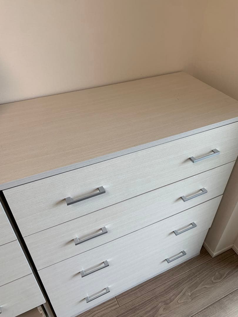 ホワイト木製チェスト 4段