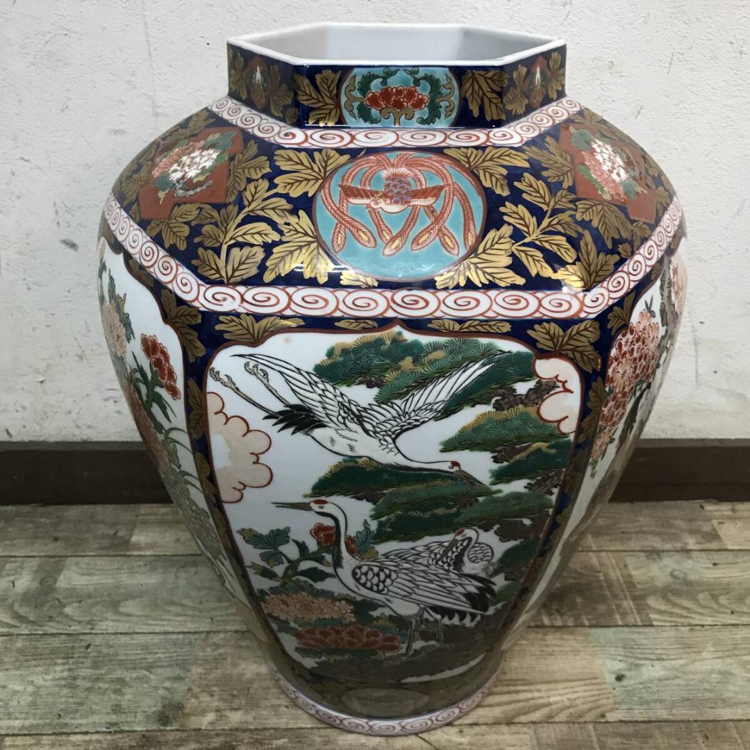 有田焼 夢右衛門窯 作 花鳥図 美人図 特大沈香壷 高約100㎝ 蔵出品