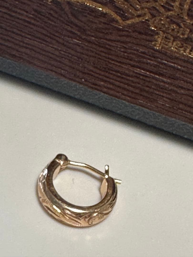 14K PG ハワイアンジュエリー　Lono フープピアス［片耳］