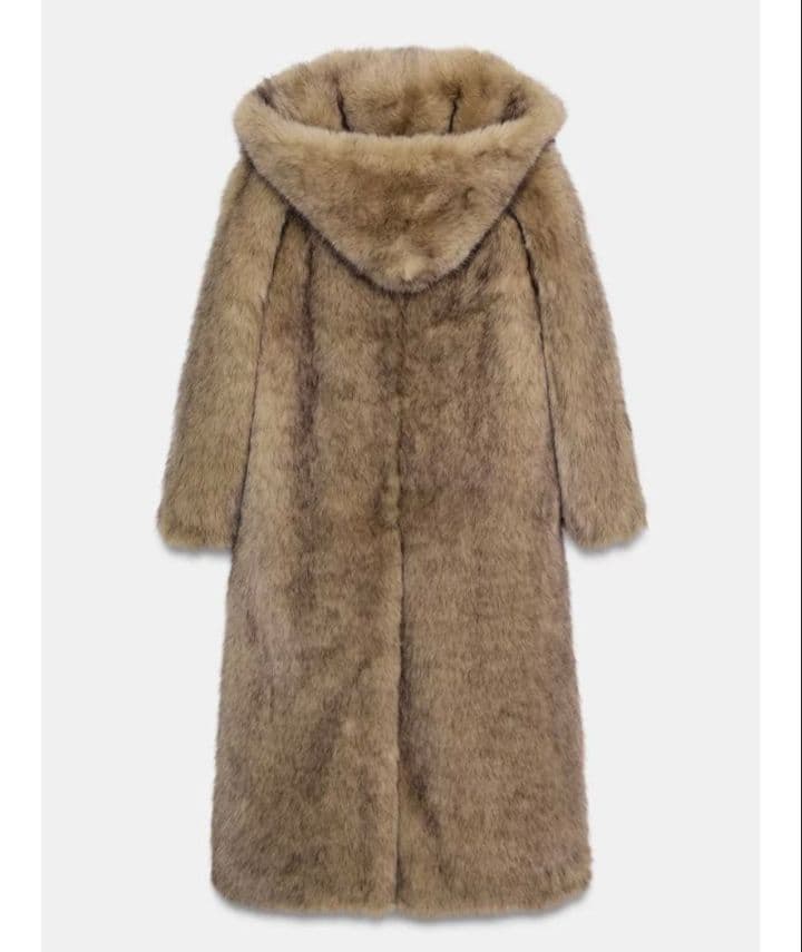 【タグ付美品】ZARA　エコファー ロングコート　フード付