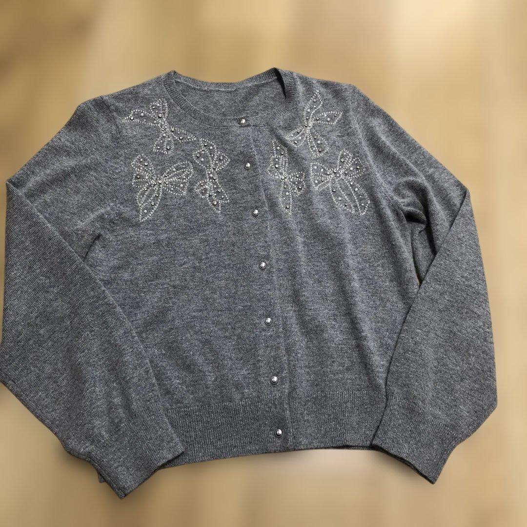 ストロベリーフィールズ　エイミーアンゴラ　リボンモチーフ　カーディガン