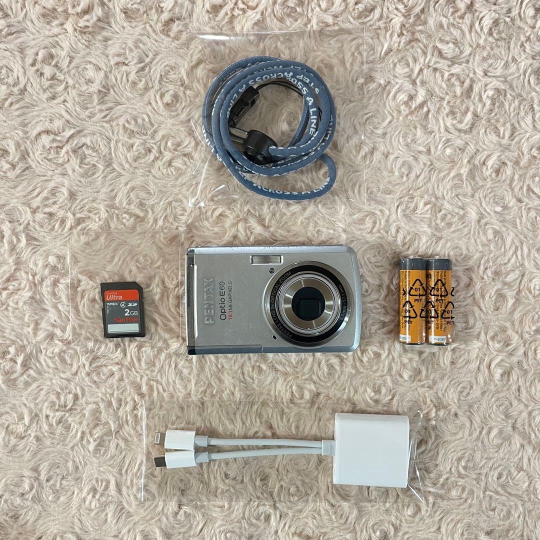 スマホ転送OK✨PENTAX Optio E60✨動作確認済 単三電池 可愛い♪
