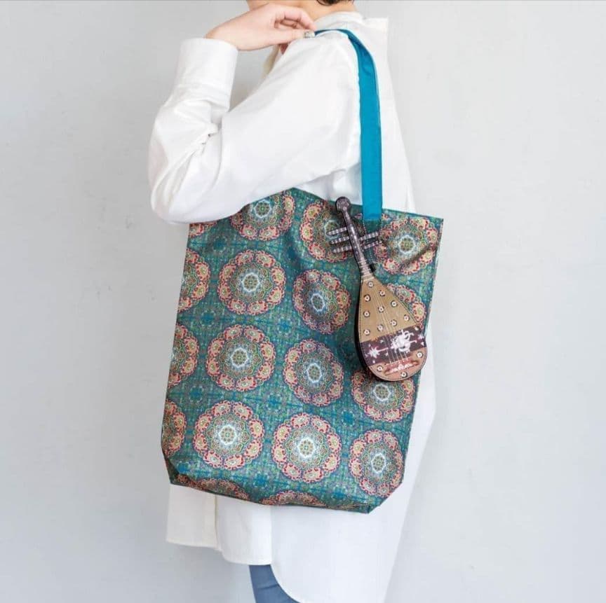 未使用フェリシモ 正倉院 螺鈿紫檀五絃琵琶 エコバッグ＆光のかけらブレスレット