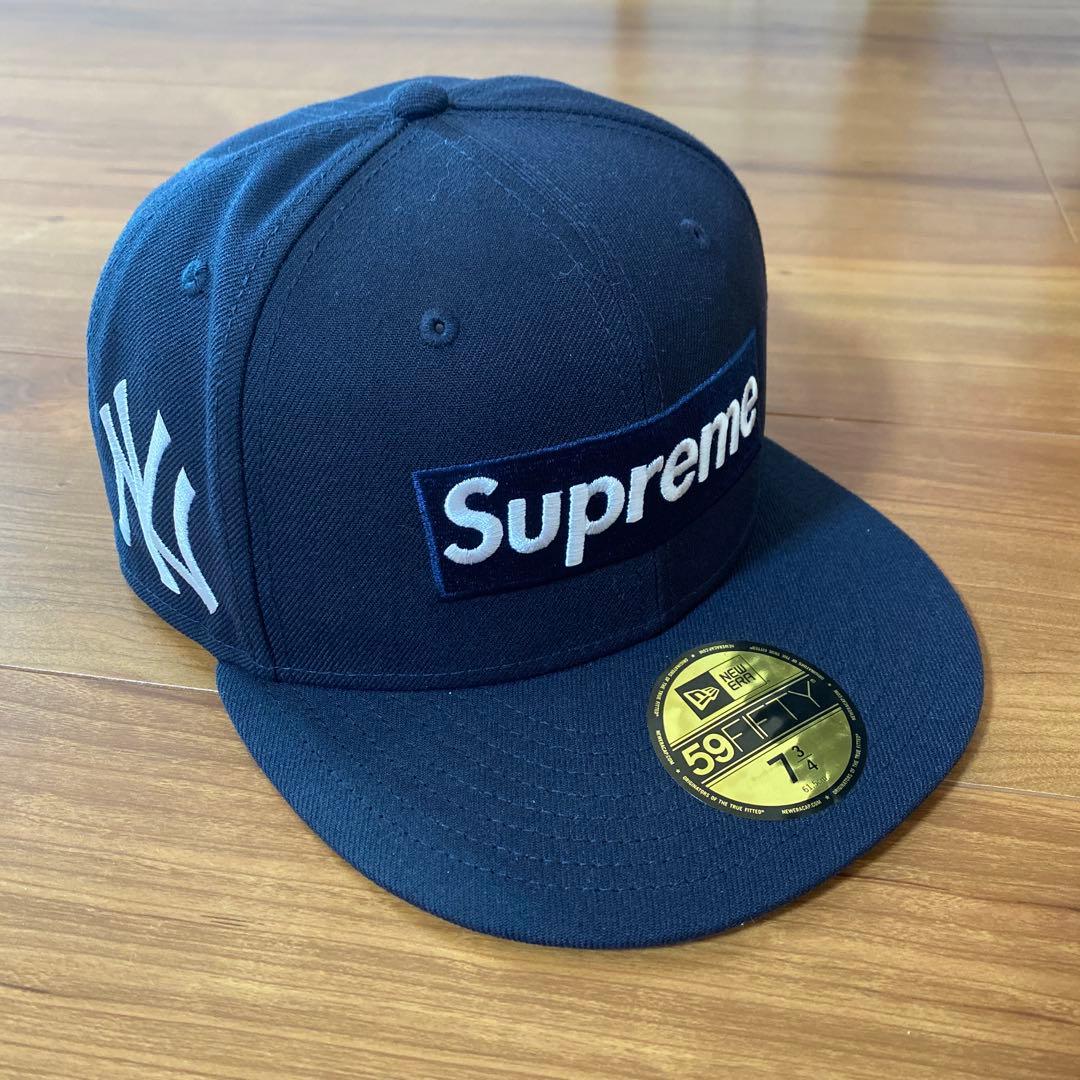Supreme ニューエラ ヤンキース ネイビー キャップ 7 3/4
