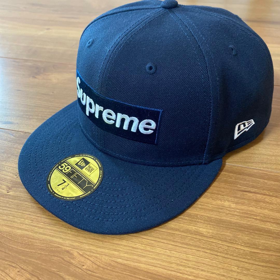 Supreme ニューエラ ヤンキース ネイビー キャップ 7 3/4