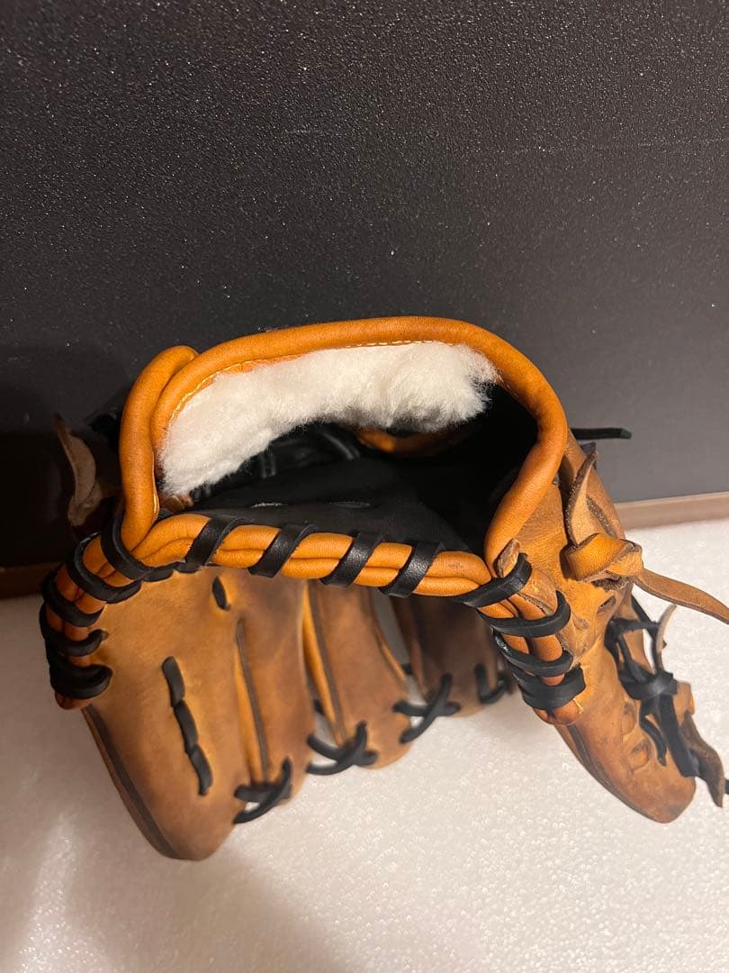 ★最高級★ ミズノプロ 硬式 内野手 平裏.指袋.ムートン.ヘリ革.全紐交換済