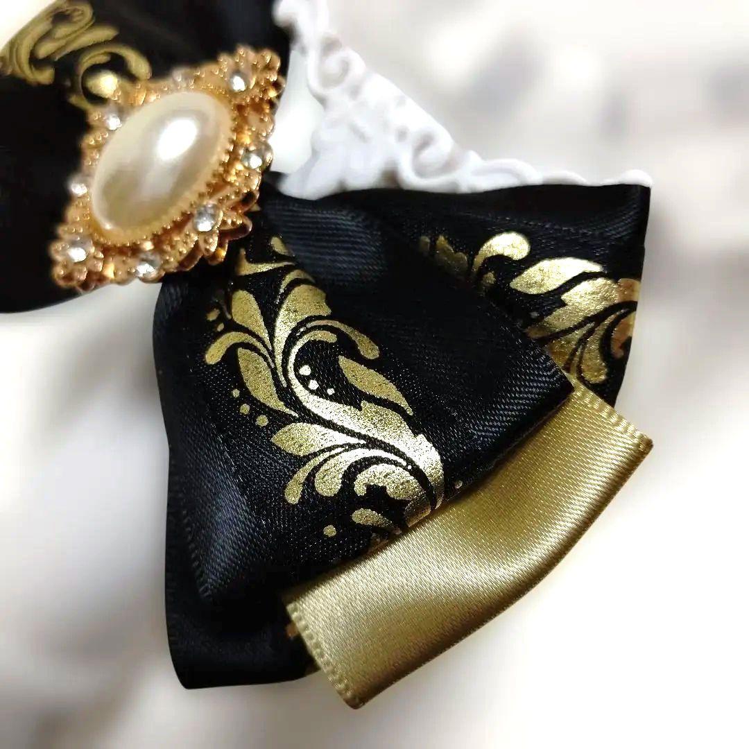 ★ペンライトリボン キンブレリボン★黒×金 ブラック ゴールド 手首にも可愛い