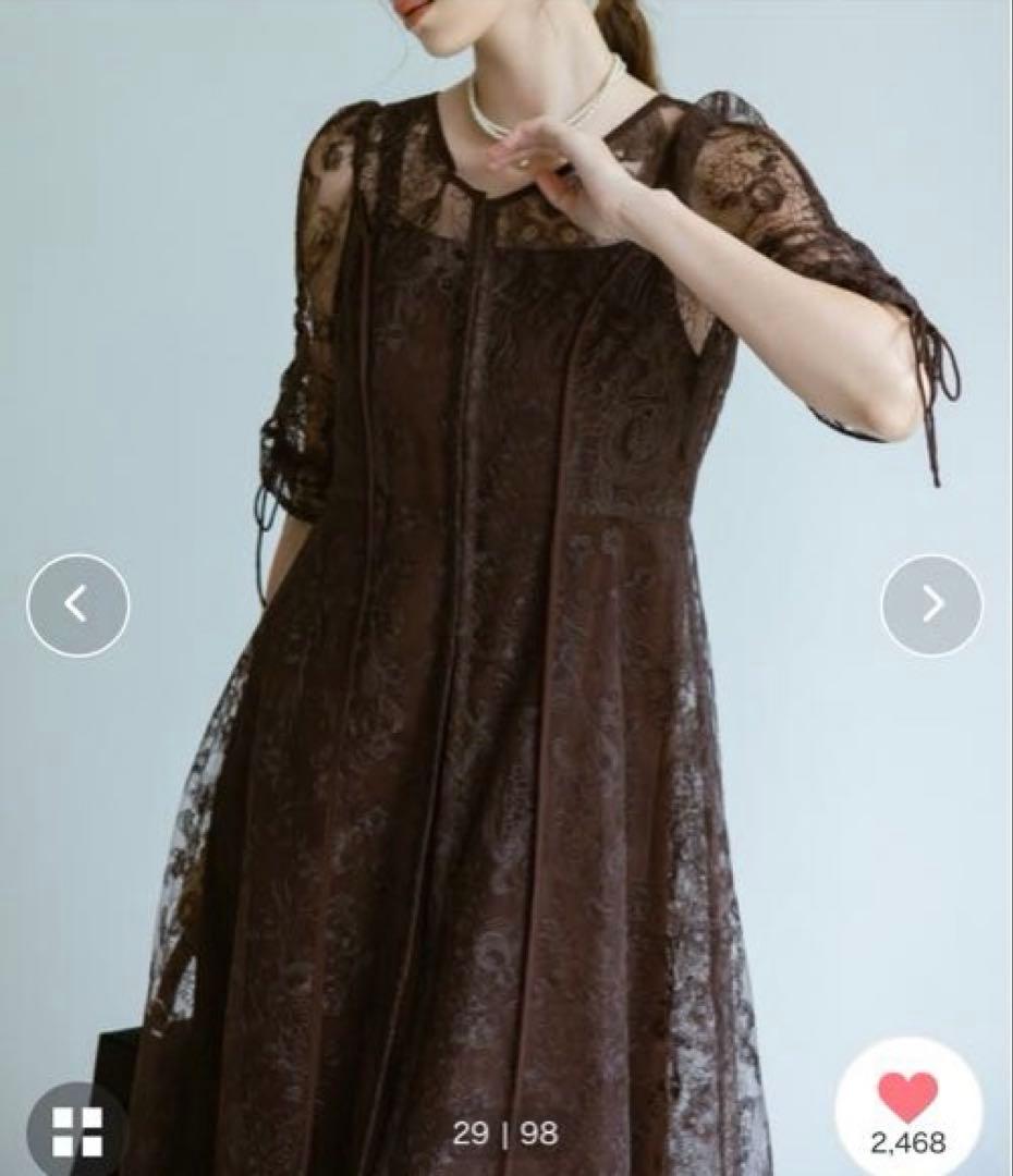 Dorry Doll エンブロイダリーレイヤードドレス ブラウン S