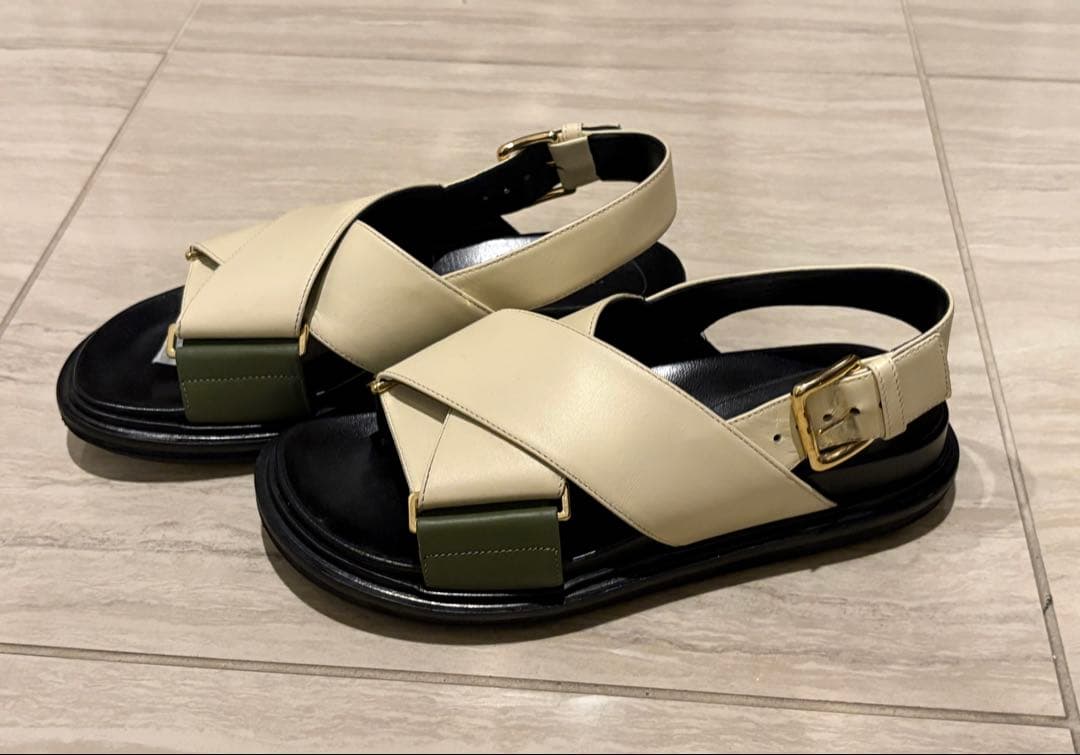 MARNI⭐️fussbetサンダル オフホワイト×カーキ　35.5 送料込