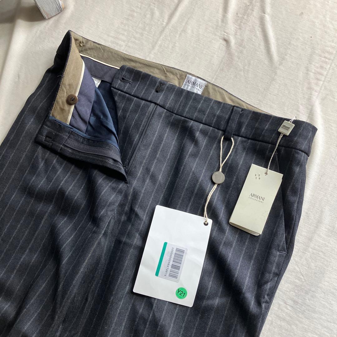 armani collezioni /ストライプ スラックス チャコール 42