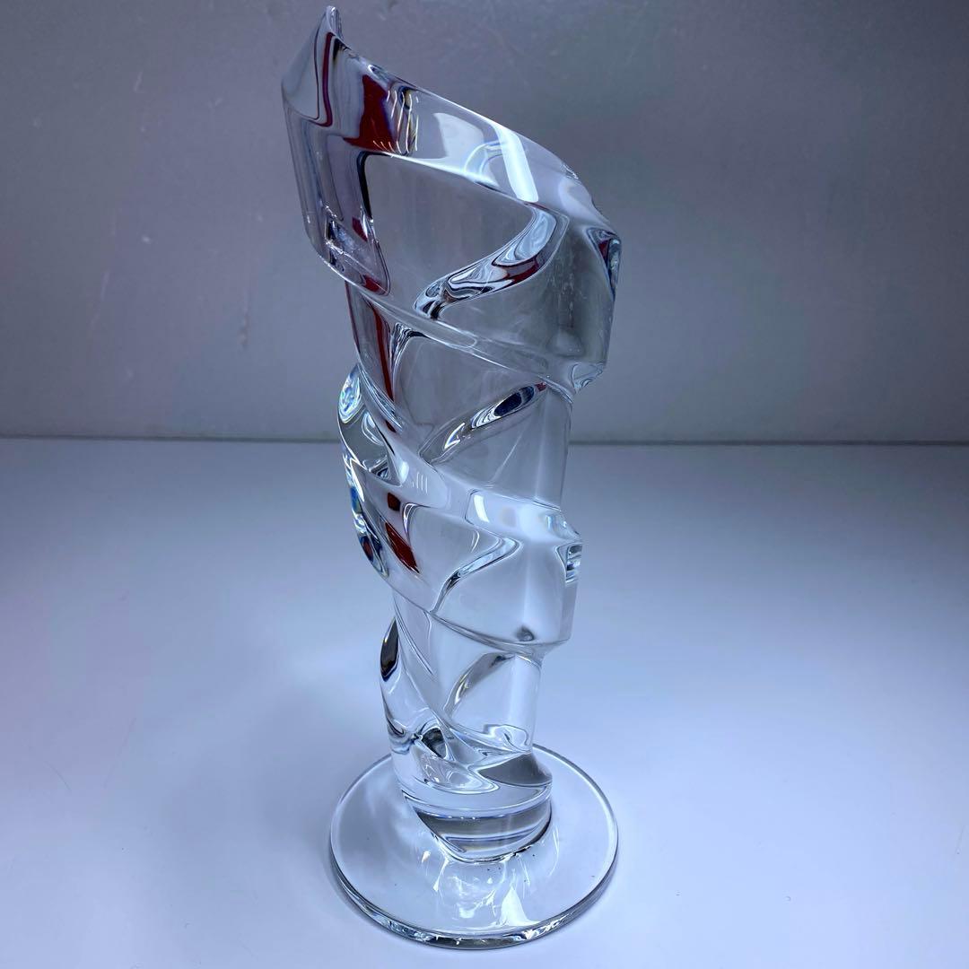 バカラ　スパイラルフラワーベース　共箱　高さ21㎝　東Y7-0204☆1Fトヒト