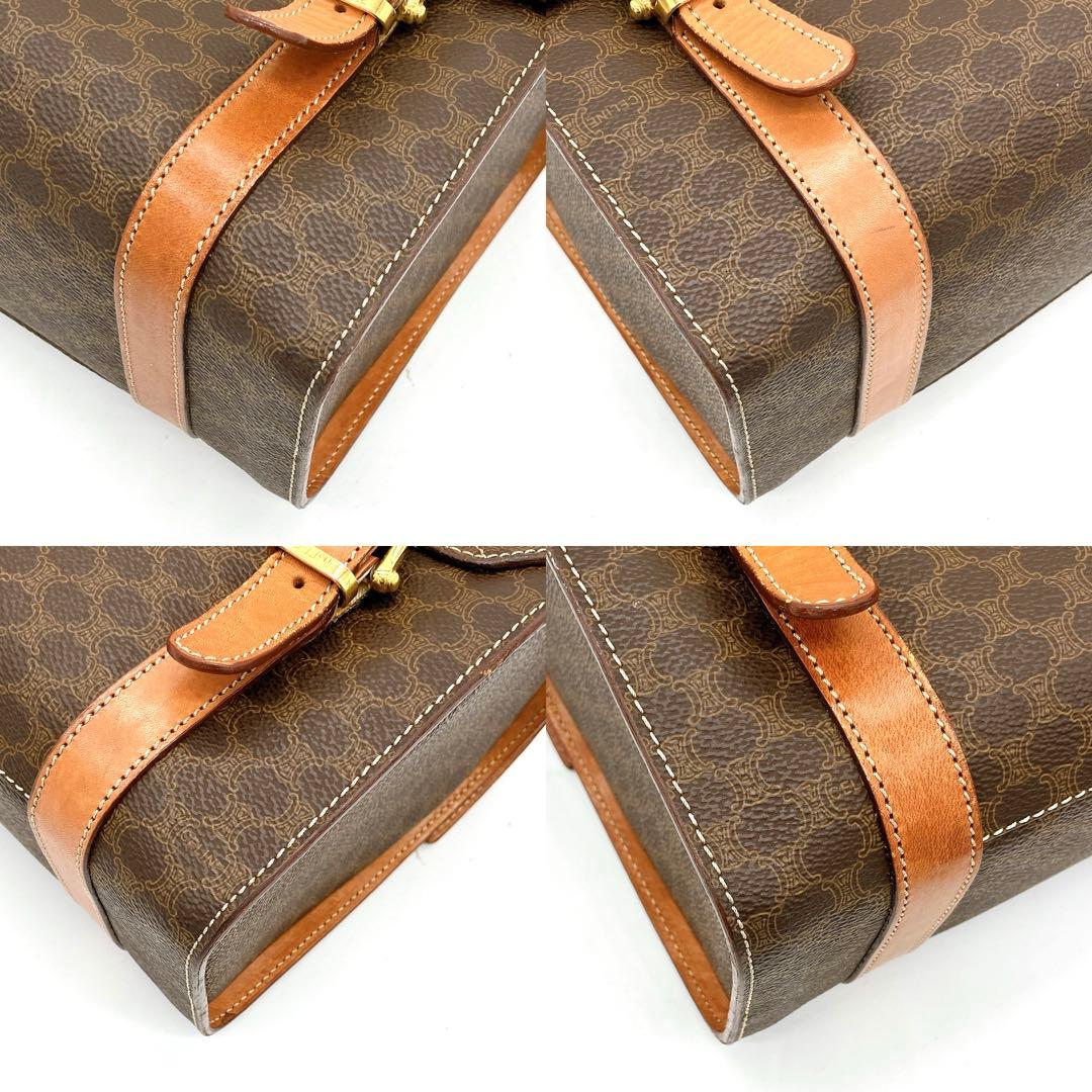 希少【CELINE】ハンドバッグ　ブラゾン金具　マカダム柄　BOX型