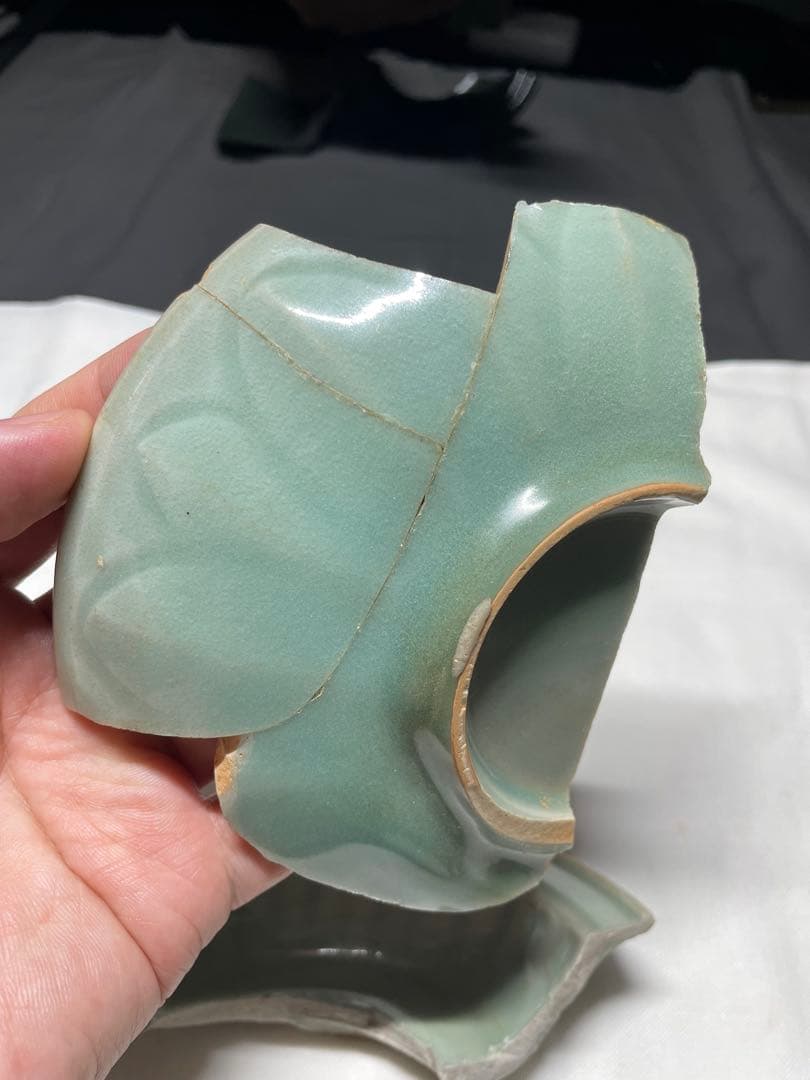 アーコルページ　龍泉青磁。青磁標本。古美術。骨董品。殘片2本。宋時代