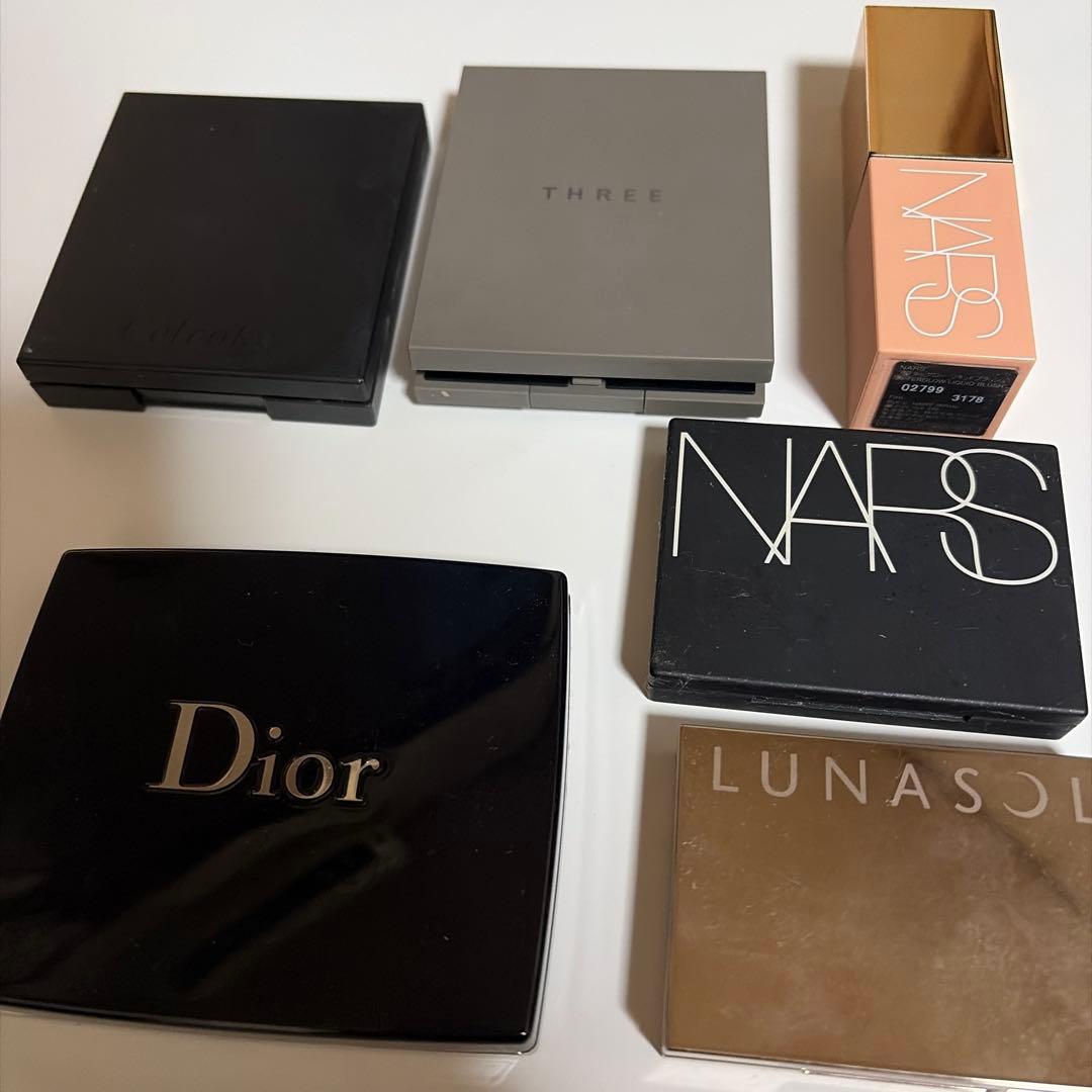 デパコスまとめ売り、ディオール、ルナソル、NARS、THREE.セルヴォーク6点
