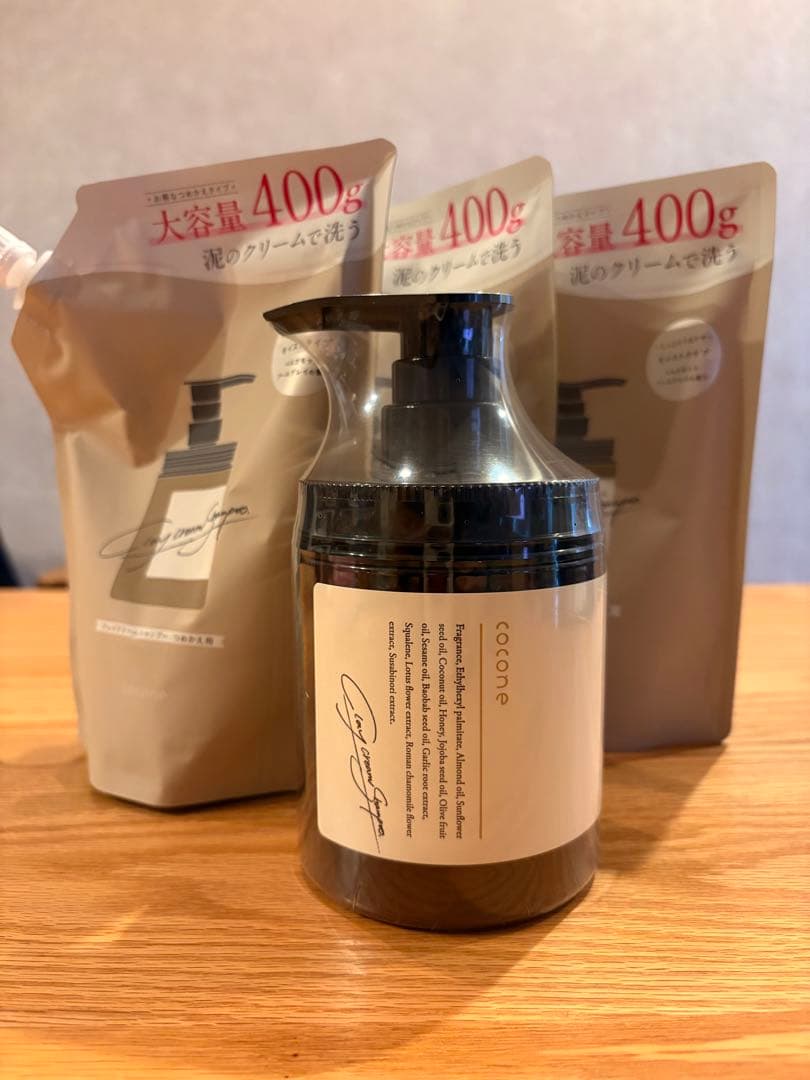 cocone ココネクレイクリームシャンプー4点セット （ボトル＋詰め替え3点）