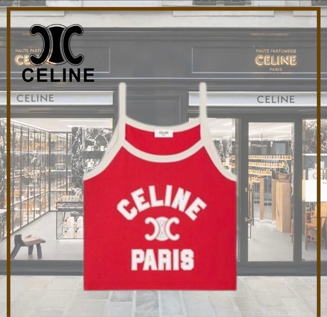 CELINE セリーヌ　トリオンフ　ロゴ　キャミソール　赤　タンクトップ