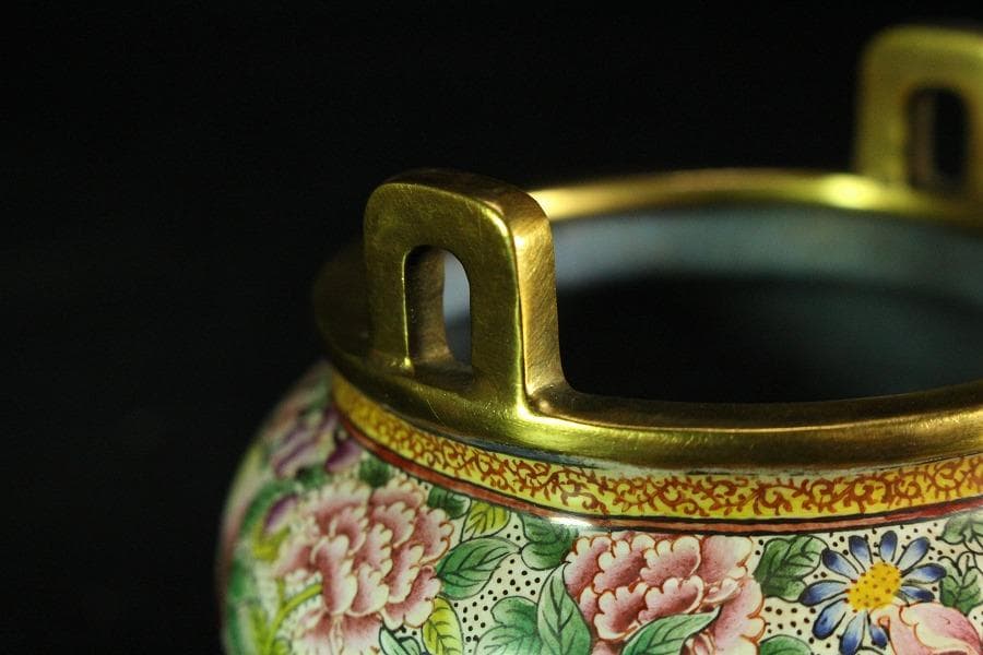 中国美術 琺瑯彩 香炉 箸筒 香合 三揃(K-A831)