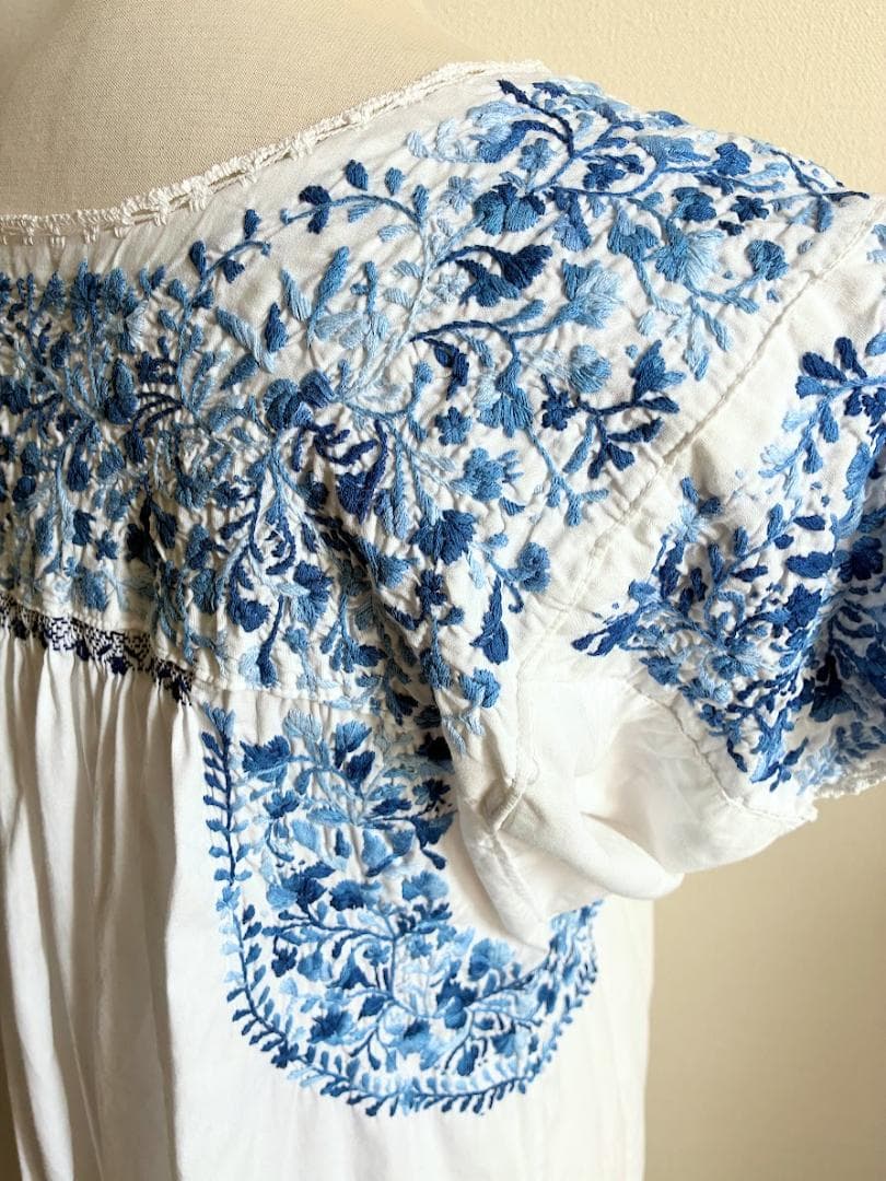 メキシカンヴィンテージサンアントニーノ手刺繍ワンピ/民族衣装/オトミ/オアハカ