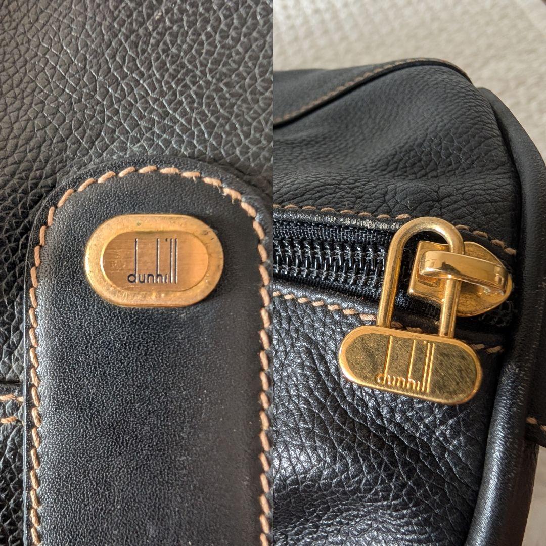 綺麗★dunhillダンヒル　ボストンバッグ　本革　ブラック　レザー　旅行　出張