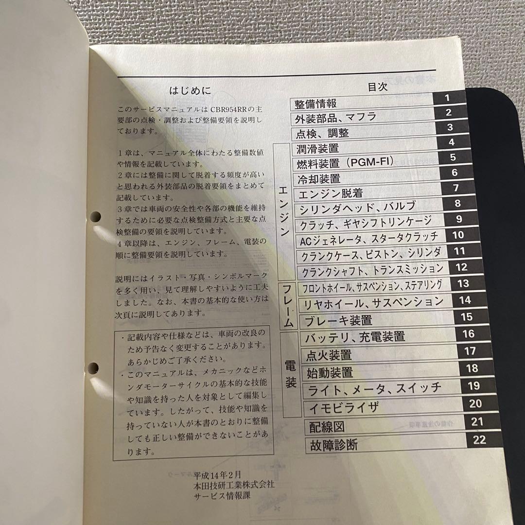 ホンダ　CBR954RR SC50 サービスマニュアル　パーツリスト