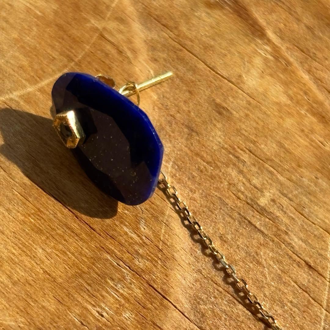 モナカジュエリー　ピアス　k18 ラピスラズリ ブルーサファイア