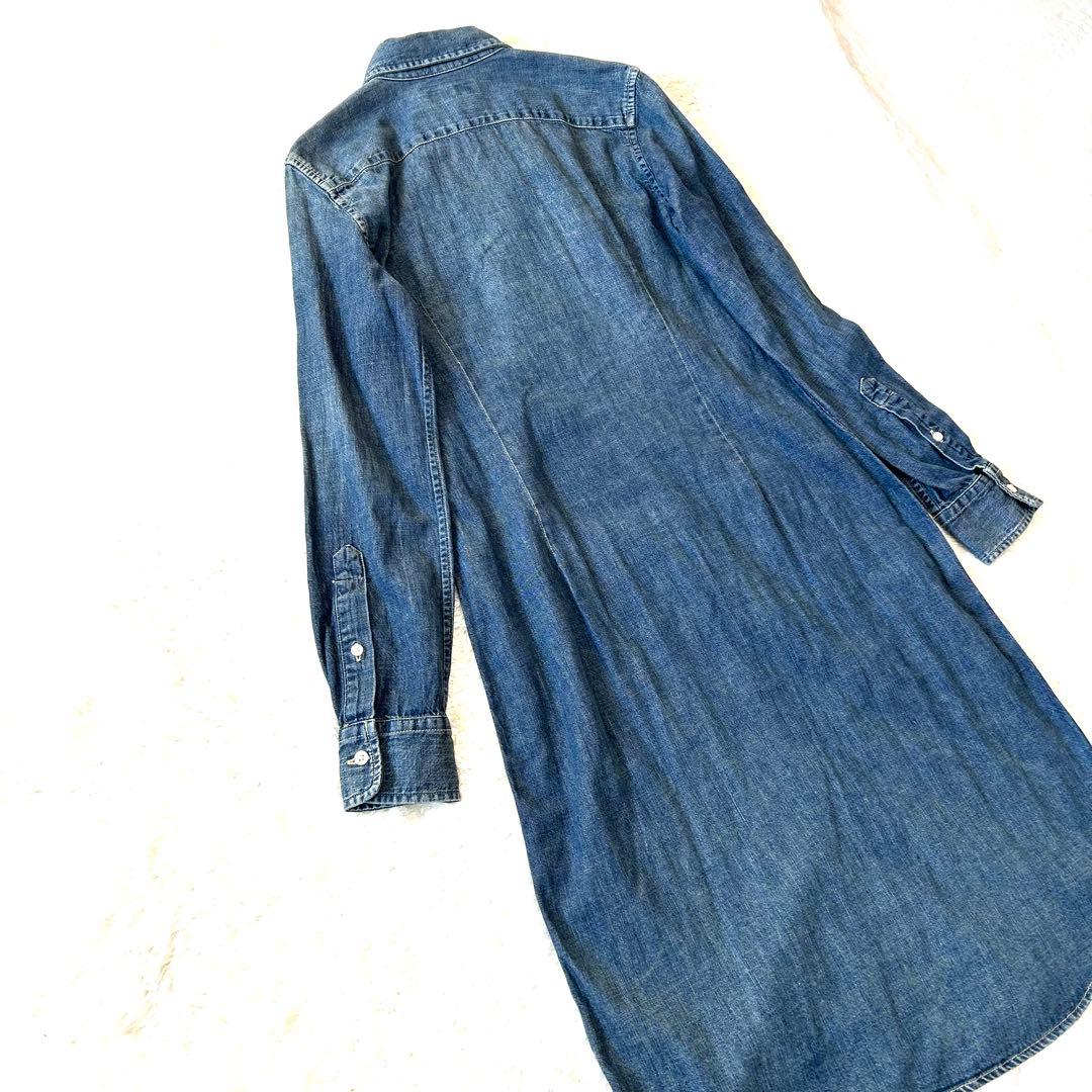 美品✨ラルフローレン　デニムワンピース　ポニー刺繍　インディゴ　長袖