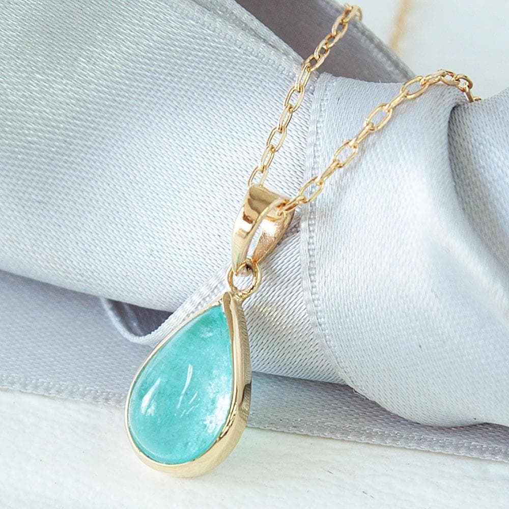 希少 ブラジル産 大粒 1.4ct パライバトルマリン K18 YG ネックレス