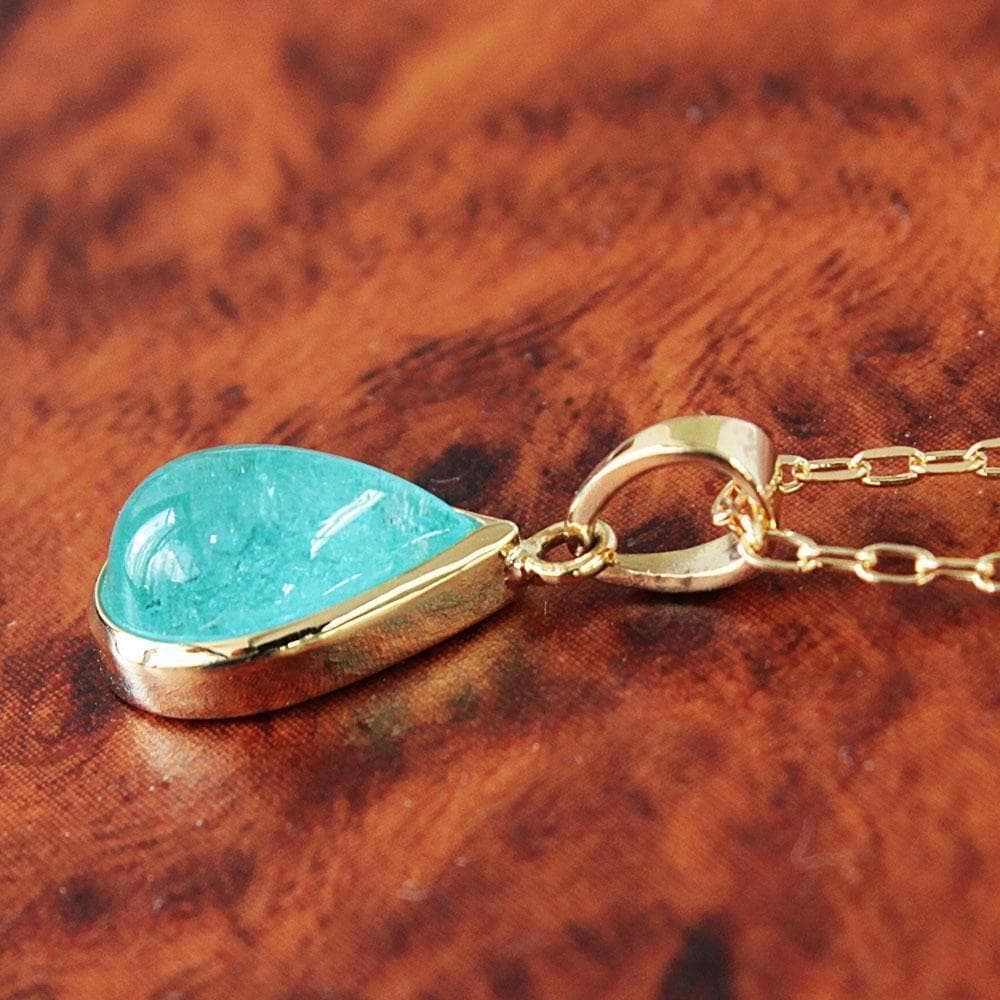 希少 ブラジル産 大粒 1.4ct パライバトルマリン K18 YG ネックレス