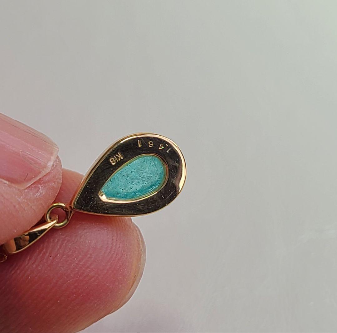 希少 ブラジル産 大粒 1.4ct パライバトルマリン K18 YG ネックレス