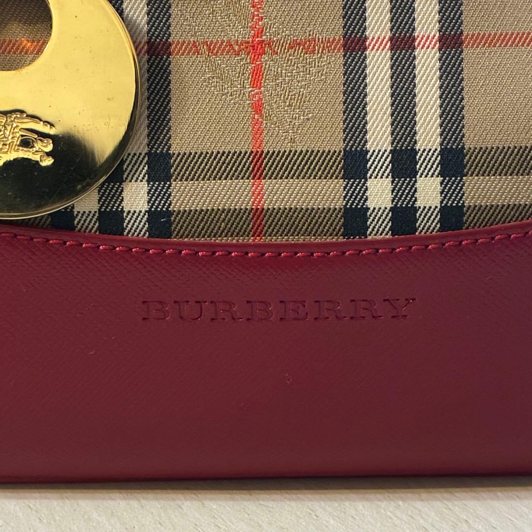バーバリー ノバチェック ハンドバッグ ベージュ/レッド ゴールドチャーム 新品