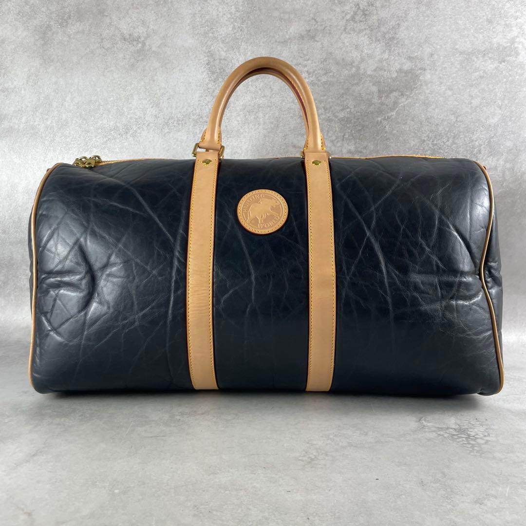 未使用級✨ ハンティングワールド ボストンバッグ バチューレザー ブラック系