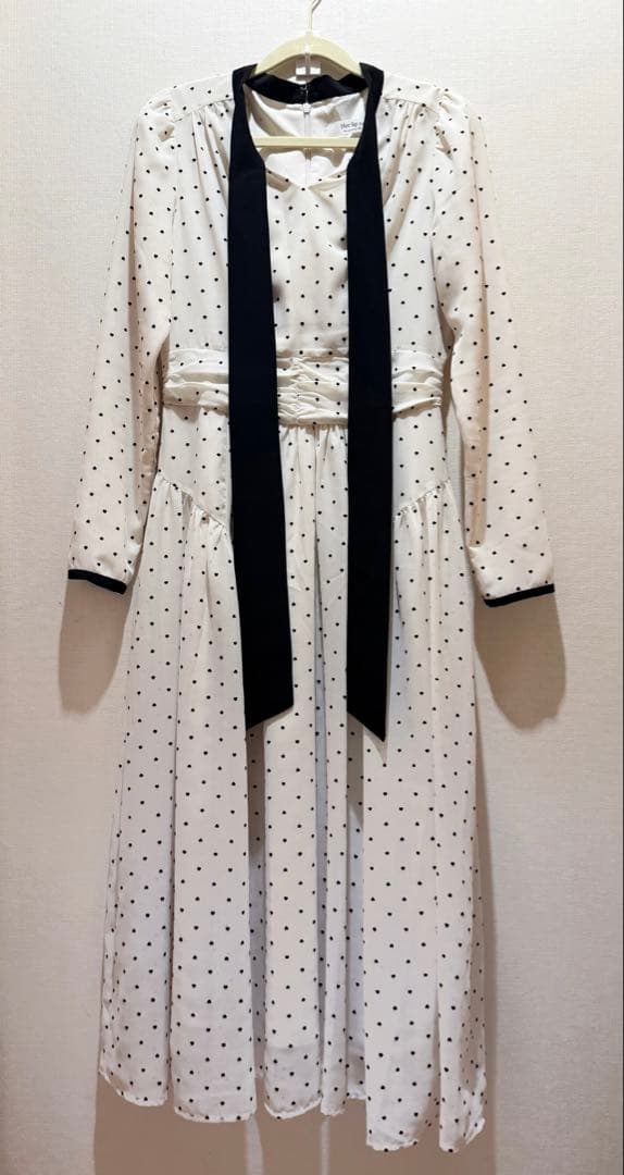 ワンピース herlipto Heart Dot Bow Tie Chiffon Dress