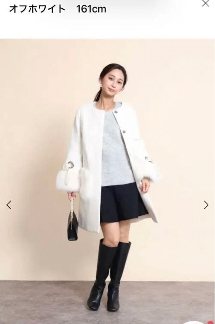 新品 FENNEL フォックスファーアクセントコート　ホワイト