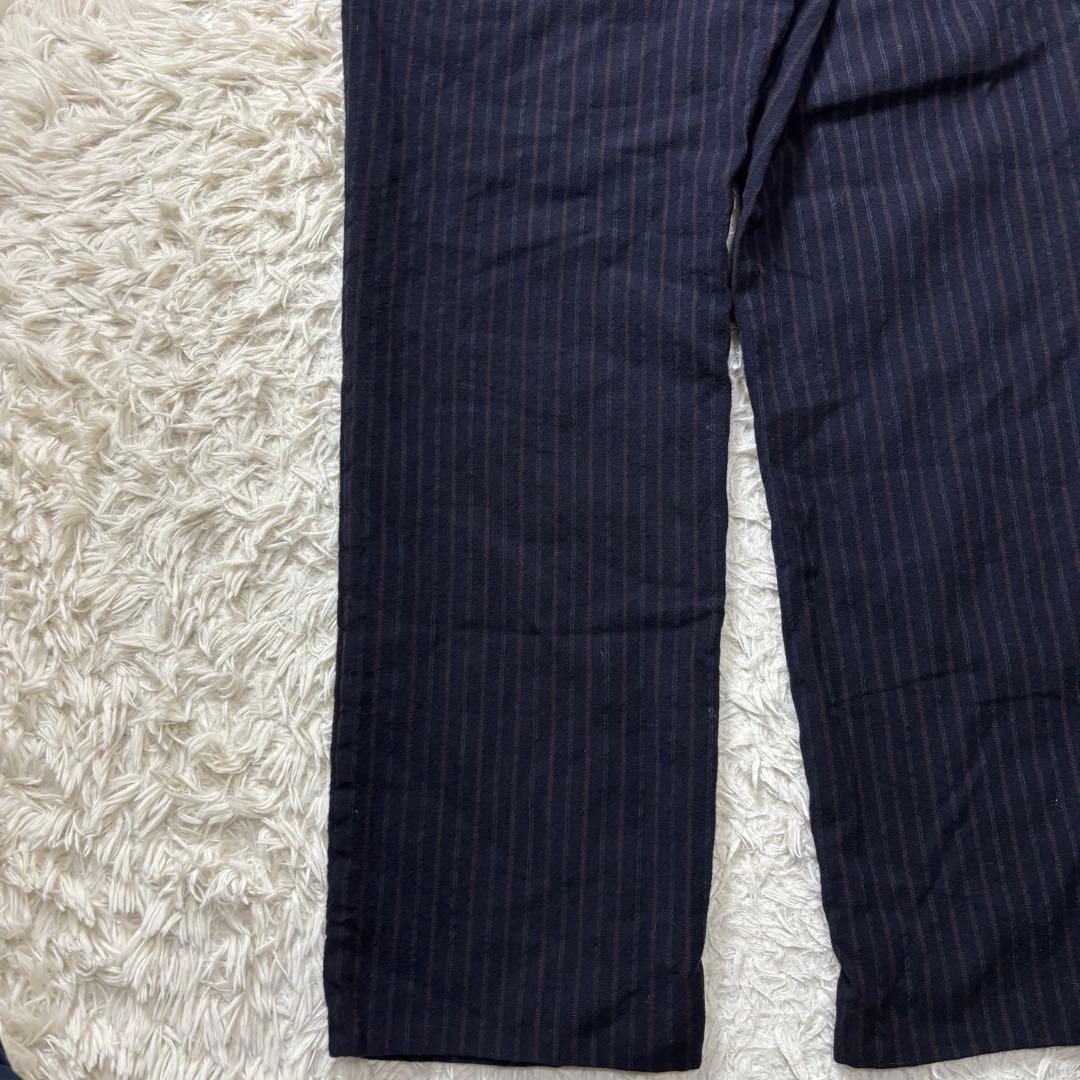 コムデギャルソンオム スラックス 縮絨ウール ストライプ ネイビー