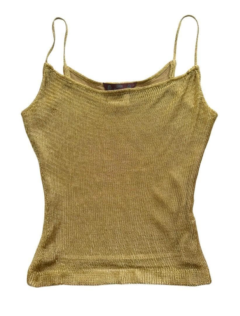 John Galliano Y2K ゴールド キャミ トップ 裏地付き サイズS